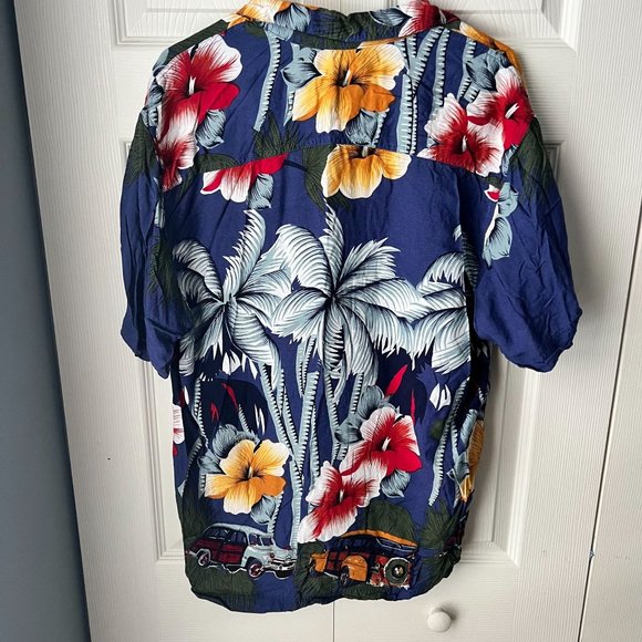 Wingo Button Up Shirt Adult Large Blue Hawaiian - Picture 2 of 3